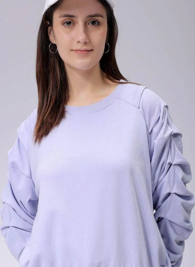 مرفوعة Women Regular Fit Solid Crew Neck Full Sleeves Crewneck Sweatshirt